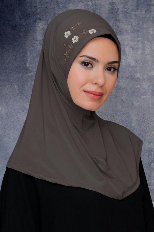 Vizon Pratik Hazır Geçmeli Tesettür Eşarp Sandy Kumaş Elişi Çiçek Işlemeli Pullu 1604_10