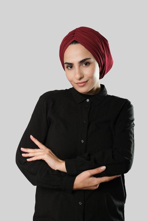 Bordo Drapeli Salaş Tesettür Bone Sandy Büzgülü 2315_16
