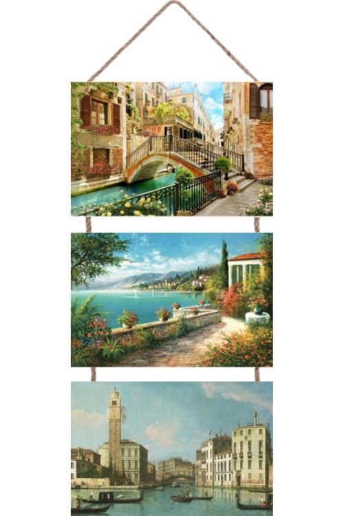 3 Parçalı Askılı Mdf Tablo - 3'Lü Askılı Mdf Tablo