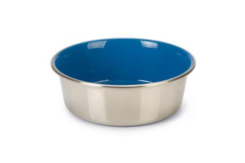 Köpek Mama Su Kabı, Paslanmaz Çelik, İçi Mavi, 16cm, 940ml