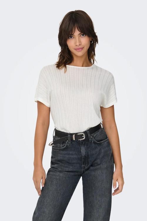 Kadın Onlırına Rahat Kalıp Kısa Kollu T-Shirt 15349079 Ekru