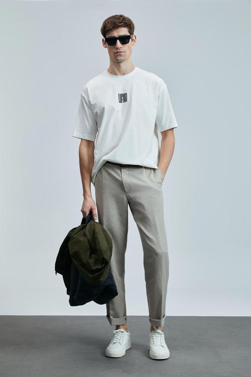 Erkek Helıx Modern Grafik T-Shirt 111020245 Kırık Beyaz