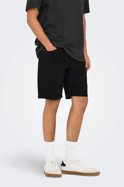 Erkek Onsweft Regular Fit Jean Şort 22032927 Siyah