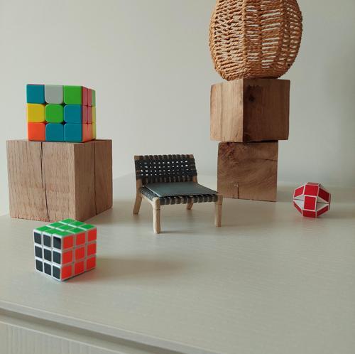 Dekoratif Mini Sandalye Koyu Gri