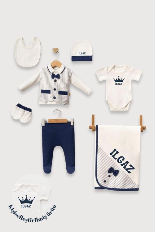 Minytrendy Erkek Bebek İsimli 7 Parça Yenidoğan Hastane Çıkışı Özel Gün Mevlüt Kıyafeti Babyshower Hediyelik