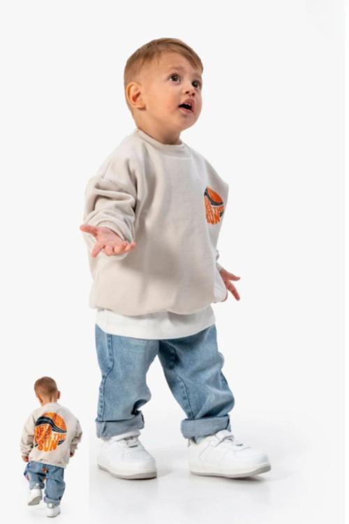 Minytrendy Erkek Bebek Çocuk Oversize Cool Boy Swearshirt  Spor Alt Üst Takım Bayramlık Takım