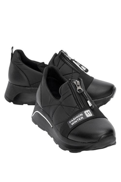 Siyah Rahat Fermuarlı Kadın Spor Ayakkabı