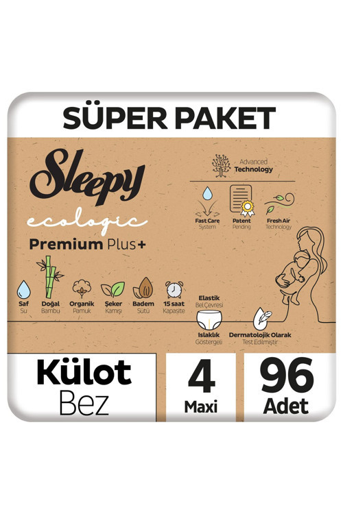 Ecologic Premium Plus Süper Paket Külot Bez 4 Numara Maxi 96 Adet