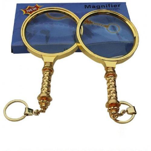 Büro Ev Ofis Hediyesi için 90MM Prinç Sap Golden Çerçeve Büyüteç Ğrestij Anahtarlık Büyüteci