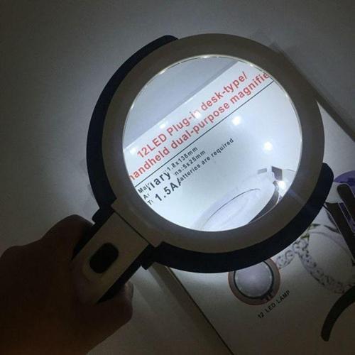 Büro Ev Ofis için 120MM 10LED Işıklı Büyüteç Çalışma Masası Büyüteci