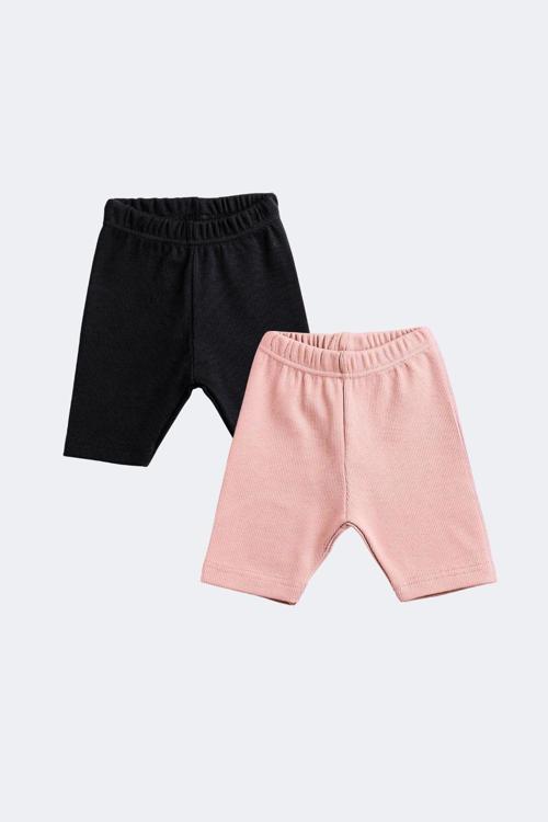 Minytrendy Bebek Çocuk 2'Li Set Kaşkorse Basic Biker Tayt Fitilli Kısa Yazlık Tayt 9 Ay 3 Yaş