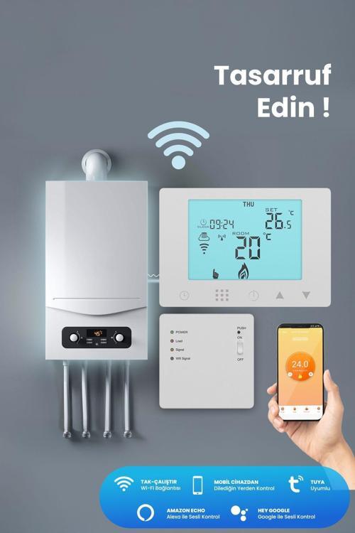 As-882k Wifi Taşınabilir Kablosuz Akıllı Kombi Kontrol Termostatı Tuya Destekli