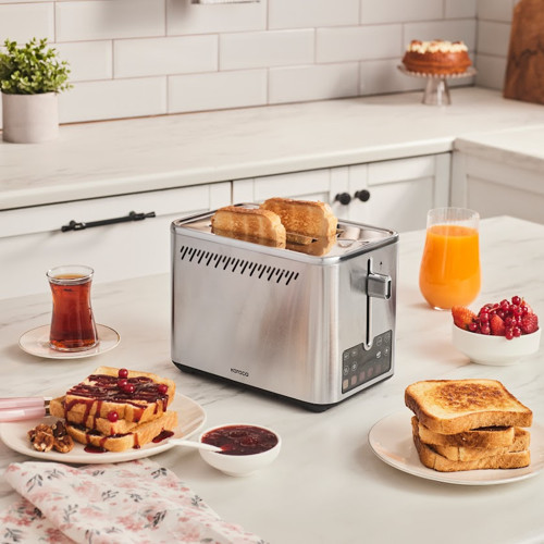 Color Touch 950W Renkli Dijital Ekranlı Inox Ekmek Kızartma Makinesi