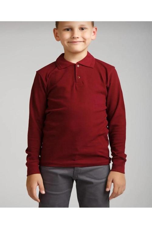 BORDO POLO YAKA UZUN KOL OKUL T-SHİRT