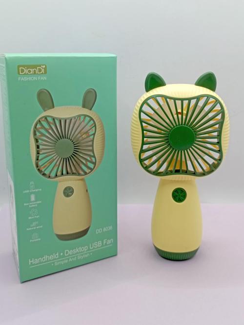 Mini Fan Kedi Model Fan Şarj Edilebilir El Fanı Vantilatör - Yeşil