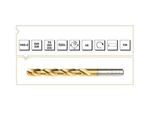 Makina Takım HSS-E DIN 338 RN TIN Kaplı Matkap Ucu 5 mm - MTE B00006000500