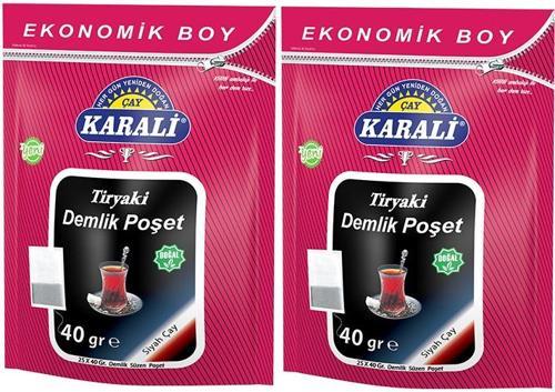 Karali Tiryaki Jumbo Demlik Poşet Siyah Çay 25*40 gr 2 Paket