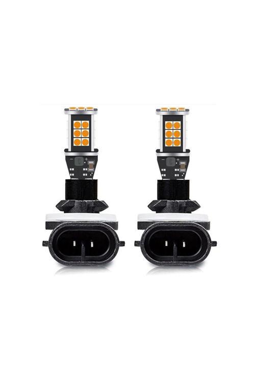 2 Adet H27 Sis Farı İçin Özel Led Ampul 24 Ledli Turuncu