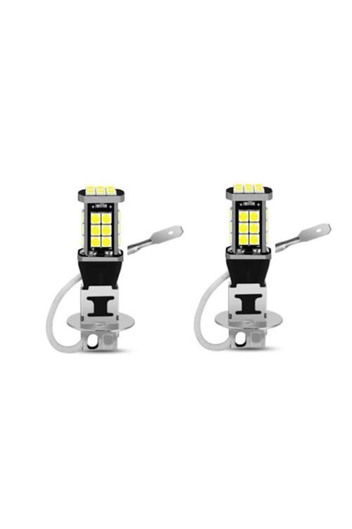 2 Adet H3 Sis Farı İçin Özel Led Ampul 24 Ledli Beyaz