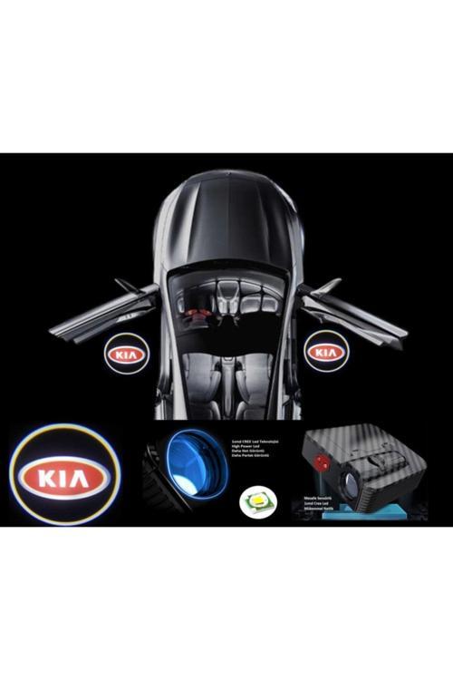 2 Adet Kia İle Uyumlu Pilli Yapıştırmalı Sensörlü Mıknatıssız Kapı Altı Led Logo