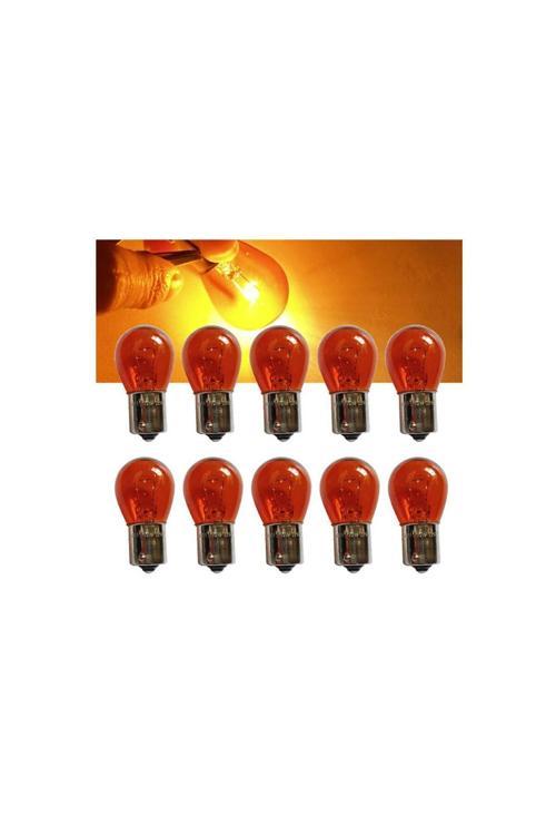 10 Adet 12V Py21W 93 Tek Duy Düz Tırnak Ampul Ba15S Turuncu