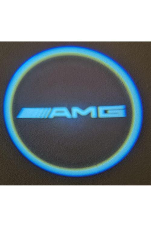 2 Adet Mercerdes Amg İle Uyumlu Pilli Yapıştırmalı Sensörlü Mıknatıssız Kapı Altı Led Logo (Yazı)