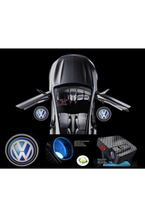 2 Adet Volkswagen İle Uyumlu Pilli Yapıştırmalı Sensörlü Mıknatıssız Kapı Altı Led Logo