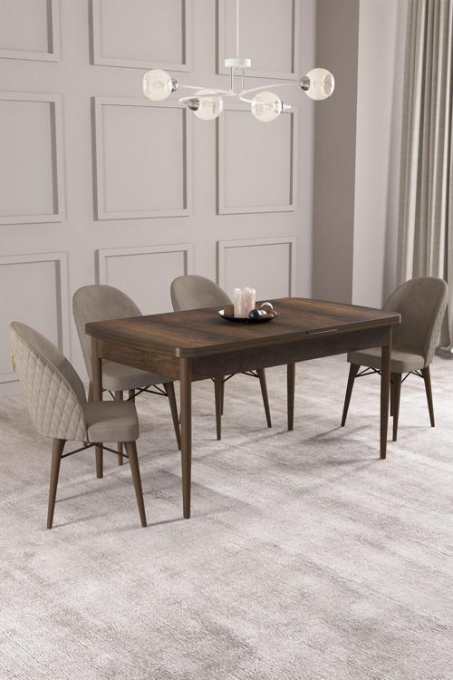 Arya Barok Desen 80X132 Mdf Açılabilir Mutfak Masası Takımı 4 Adet Sandalye