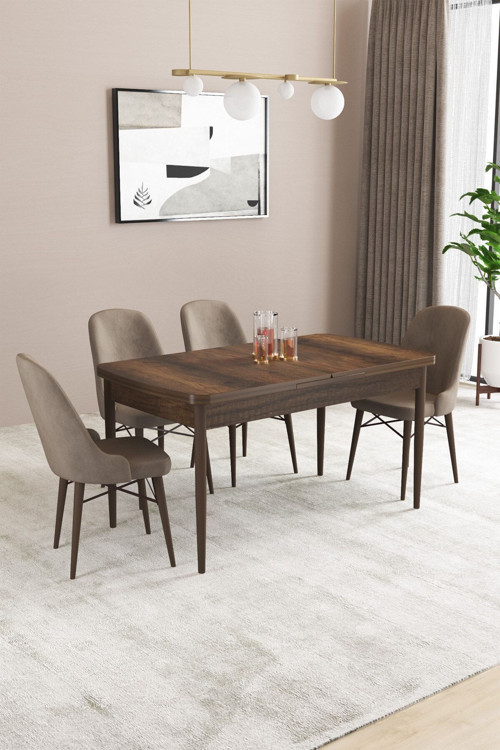 Fonza Barok 80X132 Mdf Açılabilir Mutfak Masası Takımı 4 Adet Sandalye
