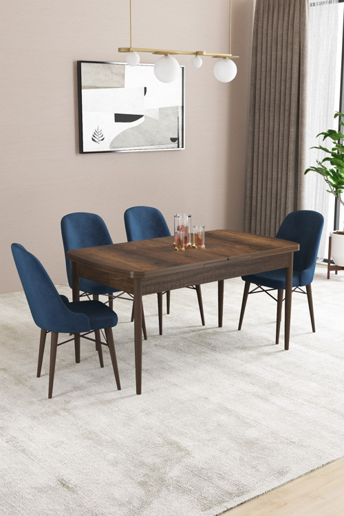 Fonza Barok 80X132 Mdf Açılabilir Mutfak Masası Takımı 4 Adet Sandalye
