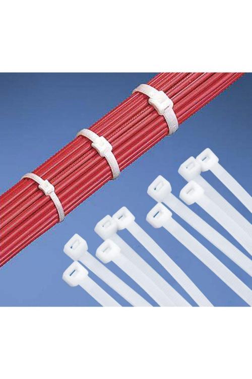 200 Adet Beyaz Plastik Cırt Kelepçe Kablo Bağı 4.8X200Mm
