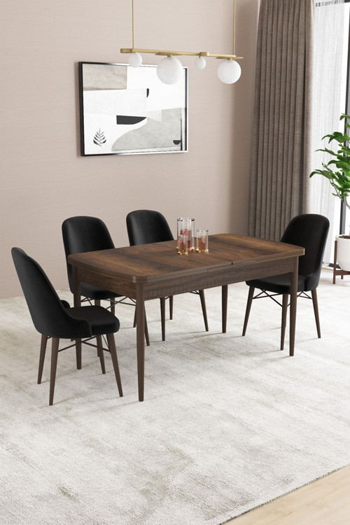 Fonza Barok 80X132 Mdf Açılabilir Mutfak Masası Takımı 4 Adet Sandalye