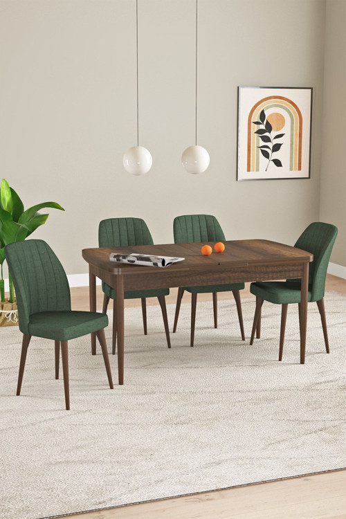 Laris Barok Desen 80 X 132 Açılabilir Mdf Mutfak Masa Takımı 4 Sandalye