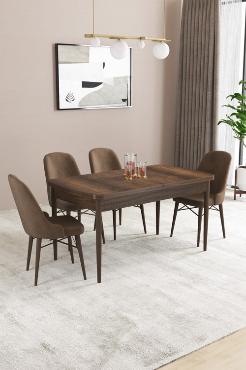 Fonza Barok 80X132 Mdf Açılabilir Mutfak Masası Takımı 4 Adet Sandalye