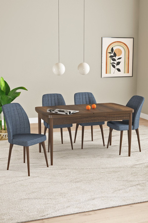 Laris Barok Desen 80 X 132 Açılabilir Mdf Mutfak Masa Takımı 4 Sandalye