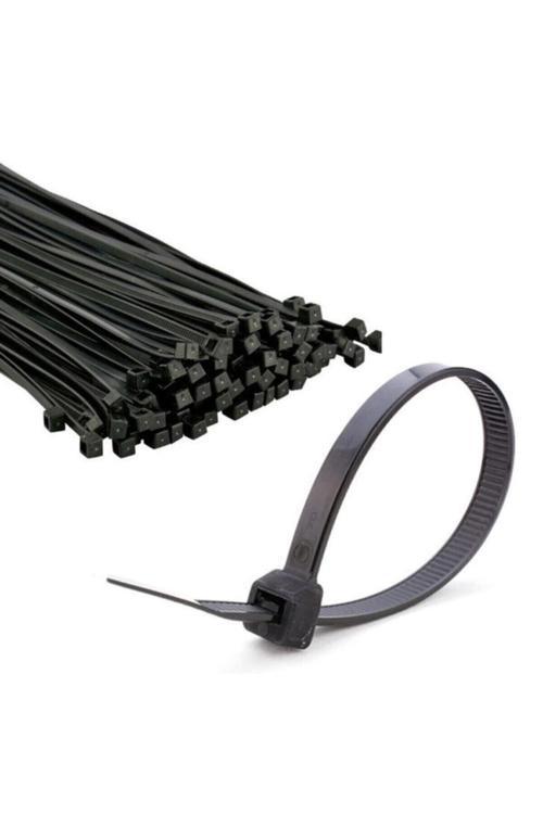 100 Adet Siyah Plastik Cırt Kelepçe Kablo Bağı 4.8X250Mm