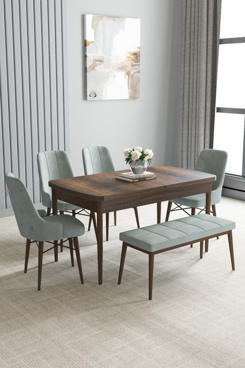 Jusie Barok Desen 80X132 Açılabilir Yemek Odası Takımı 6 Adet Sandalye