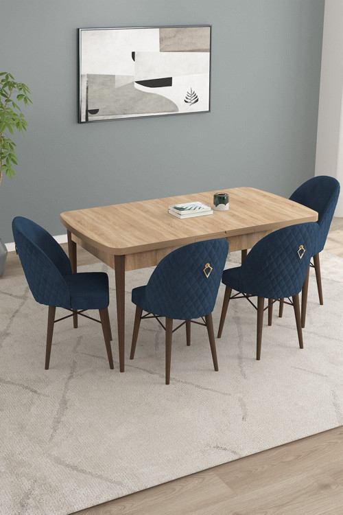 Arya Meşe Desen 80X132 Mdf Açılabilir Yemek Masası Takımı 4 Adet Sandalye
