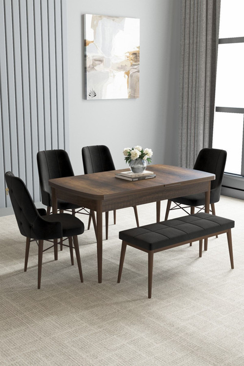 Jusie Barok Desen 80X132 Açılabilir Yemek Odası Takımı 6 Adet Sandalye