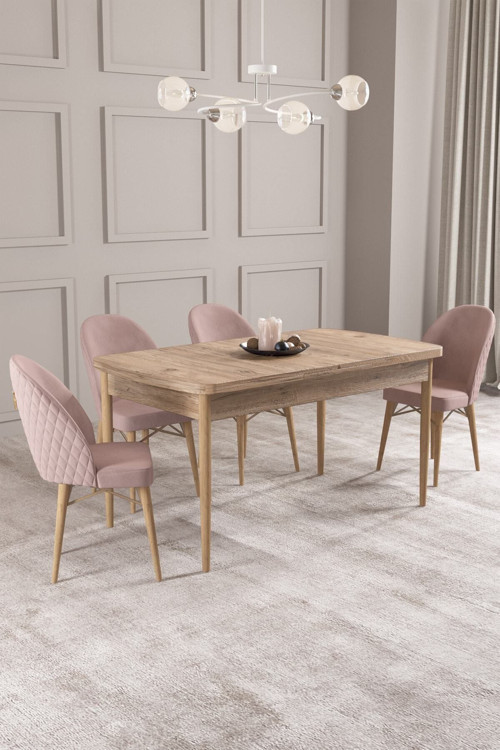 Calvin Atlantik 80X132 Mdf Açılabilir Mutfak Masası Takımı 4 Adet Sandalye