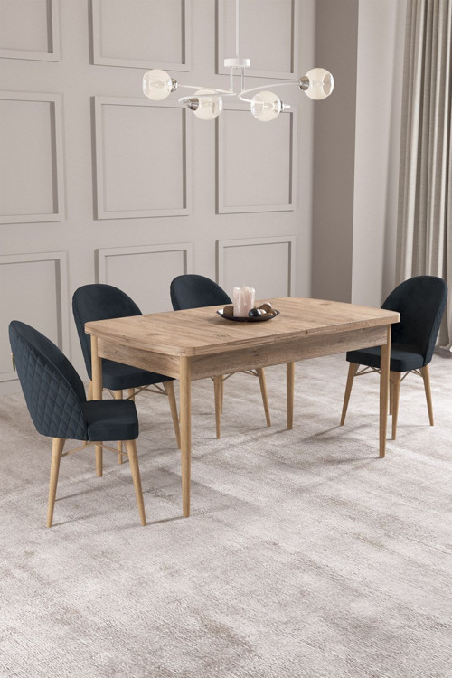 Calvin Atlantik 80X132 Mdf Açılabilir Mutfak Masası Takımı 4 Adet Sandalye