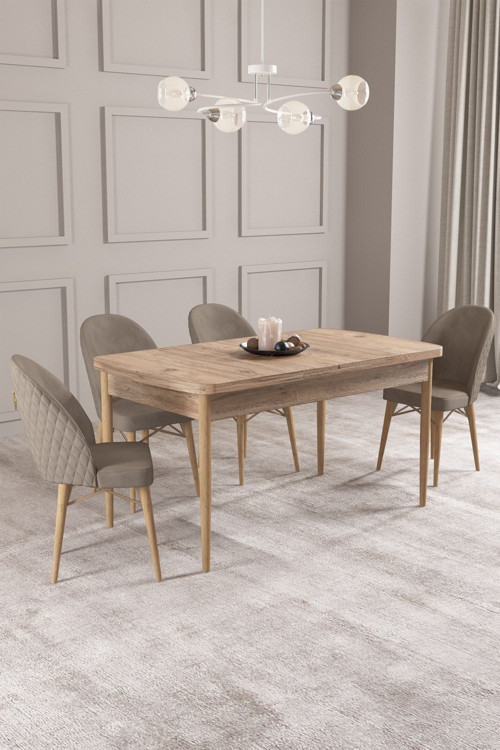 Calvin Atlantik 80X132 Mdf Açılabilir Mutfak Masası Takımı 4 Adet Sandalye