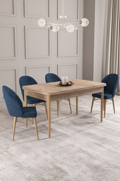 Calvin Atlantik 80X132 Mdf Açılabilir Mutfak Masası Takımı 4 Adet Sandalye