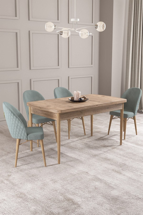 Calvin Atlantik 80X132 Mdf Açılabilir Mutfak Masası Takımı 4 Adet Sandalye