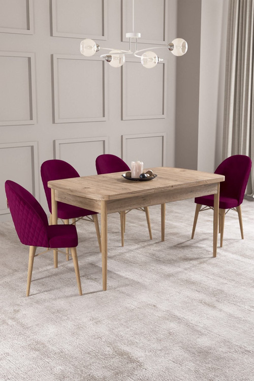 Calvin Atlantik 80X132 Mdf Açılabilir Mutfak Masası Takımı 4 Adet Sandalye