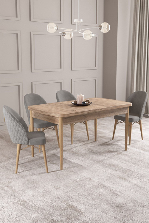 Calvin Atlantik 80X132 Mdf Açılabilir Mutfak Masası Takımı 4 Adet Sandalye