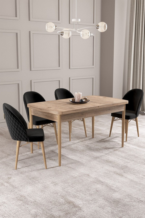 Calvin Atlantik 80X132 Mdf Açılabilir Mutfak Masası Takımı 4 Adet Sandalye