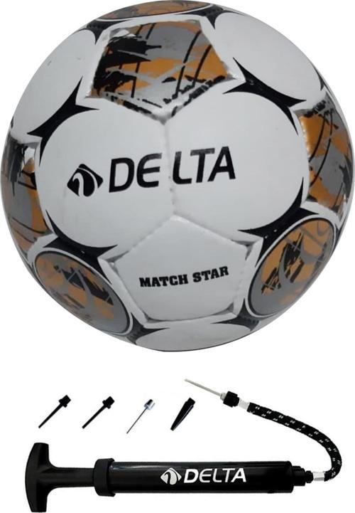 Match Star El Dikişli 5 Numara Dura-Strong Futbol Topu + Çok Fonksiyonlu Top Pompası İkili Set