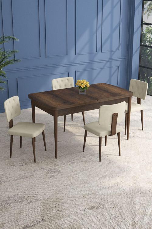 Lars Barok 4 Kişilik Mutfak Ve Salon Yemek Masası Takımı (Açılabilir)