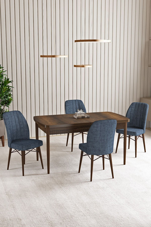 Vien Barok Desen 80 X 132 Açılabilir Mdf Mutfak Masası 4 Adet Sandalye